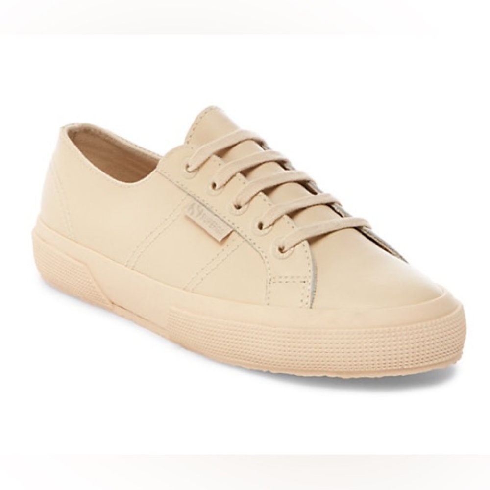 Superga 2750 FGLU Ivory Leather Low Top Sneakers Size 6.5